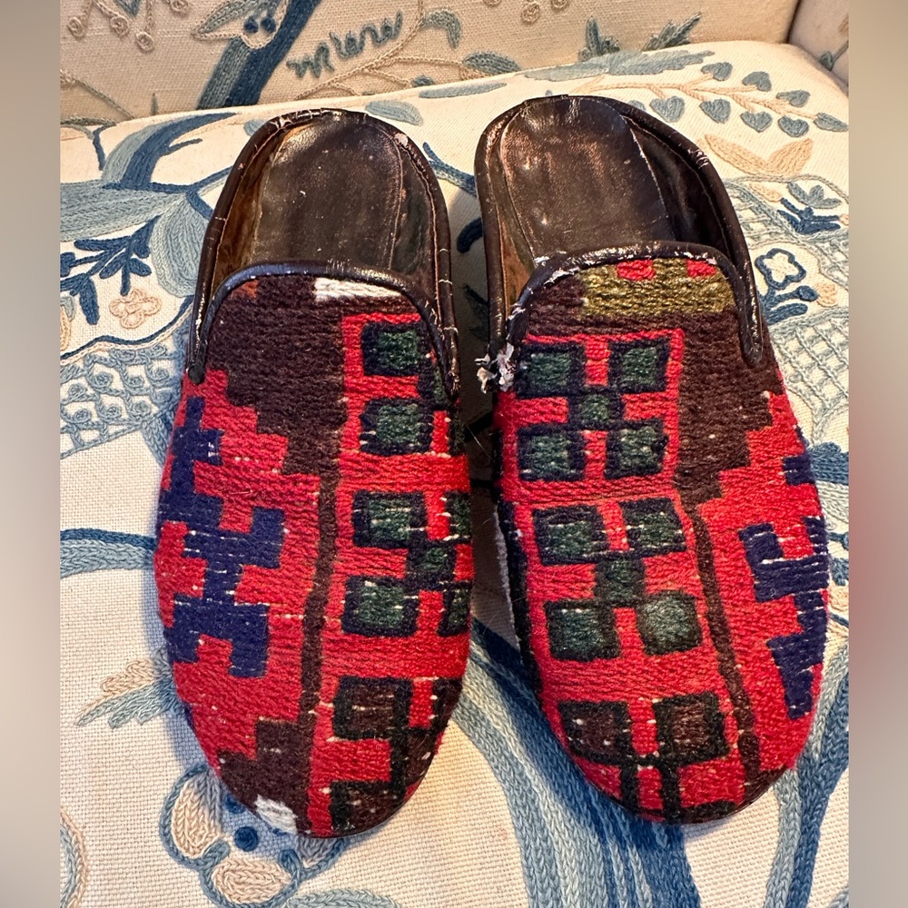 Turkish Kilim Slides.  Size 9.5